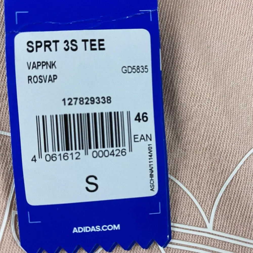 Adidas Shirt Men Small Salmon Pink‎ White Trefoil Spellout Short Sleeve Soccer - Picture 6 of 10